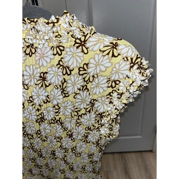 Retro Sunny Leigh Y2K Floral Ruffle V-Neck Sleeveless Top Boho Women's Size M - Picture 13 of 14